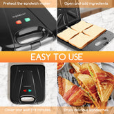 Tosti apparaat - Tosti ijzer - Sandwich maker - 1400W - Zwart - Aigostar •